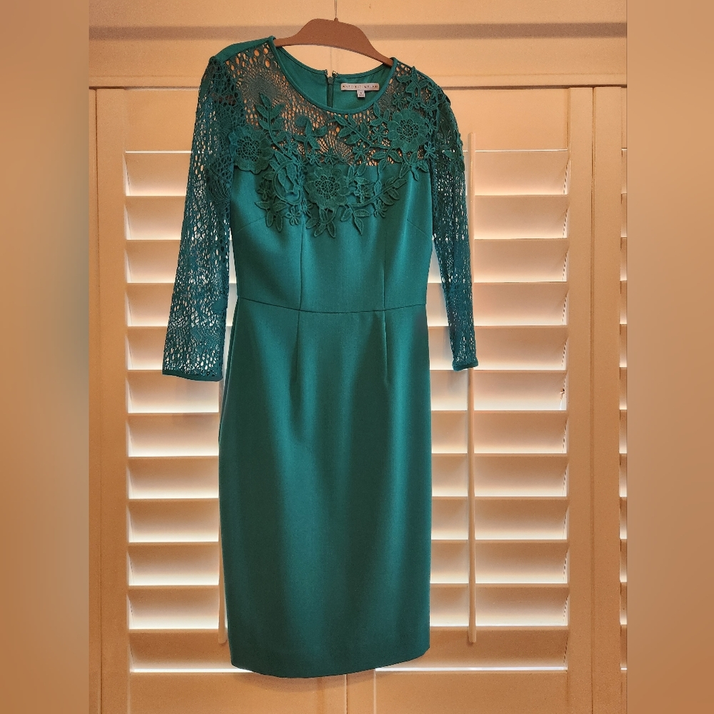 Antonio Melani turquoise lace formal knee length dress size 0